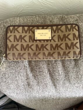 Michael Kors Brown Monogram Zip-Around Wallet